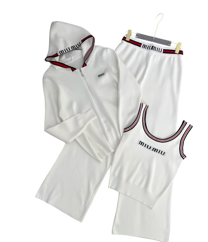 MIU MIU Track Suit White Set